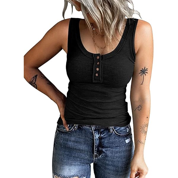 Kissfix Ribbed Thick Wide Strap Tank Top for Women Cute Summer
